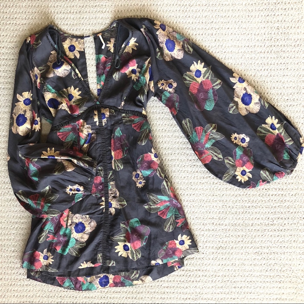Free People Floral Boho Dress, Dolman/Bell Sleeves